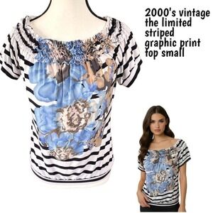 y2k vintage the limited striped grunge ruffle blouse small